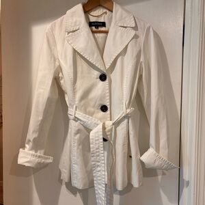 Ellen Tracy Sz M White Duffel Trench Lightweight Jacket Coat